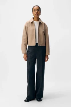 Object Sobretudos-Casaco de feltro de manga comprida Tostado