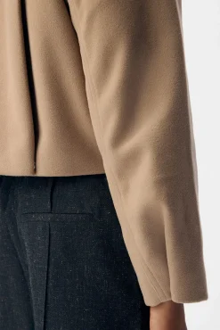 Object Sobretudos-Casaco de feltro de manga comprida Tostado