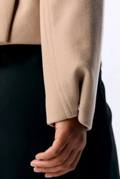 Object Sobretudos-Casaco de feltro de manga comprida Tostado