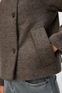 Object Sobretudos|Casacos-Casaco de feltro trespassado Cinzento