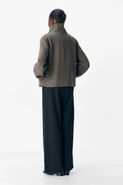 Object Sobretudos|Casacos-Casaco de feltro trespassado Cinzento