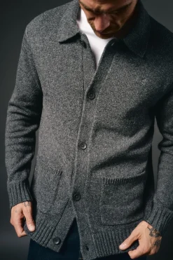 OOTO Camisolas-Casaco de malha botões e dois bolsos Cinzento