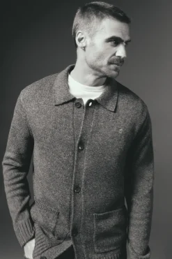 OOTO Camisolas-Casaco de malha botões e dois bolsos Cinzento