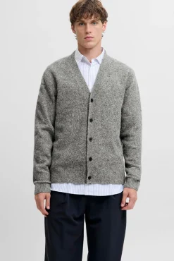 Jack & Jones Camisolas-Casaco de malha básico de malha liso Cinzento