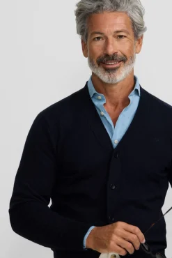 Silbon Camisolas-Casaco de malha clássico Azul