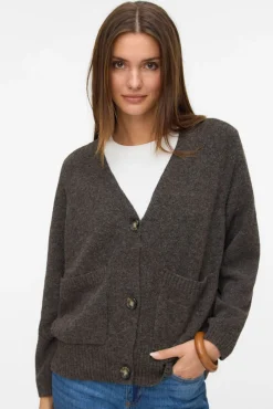 Vero Moda Camisolas-Casaco de malha com bolsos Castanho