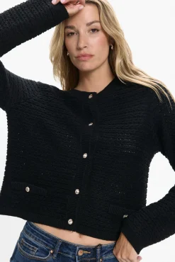 Vero Moda Camisolas-Casaco de malha com botões prateados Preto