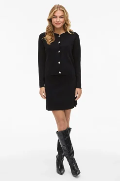 Vila Camisolas-Casaco de malha com botões e viscose Preto