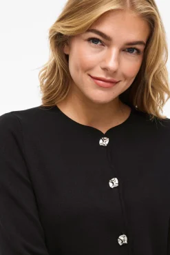 Vila Camisolas-Casaco de malha com botões e viscose Preto