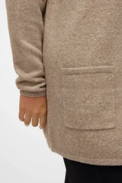 Vero Moda Curve Camisolas-Casaco de malha com capuz tamanho grande Castanho