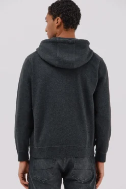 Cortefiel Camisolas-Casaco de malha com capuz Cinzento