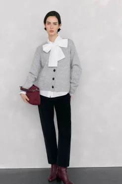 Pedro del Hierro Camisolas-Casaco de malha com detalhes em oitos Cizento