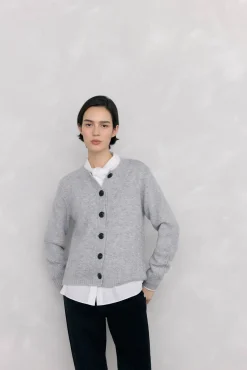 Pedro del Hierro Camisolas-Casaco de malha com detalhes em oitos Cizento