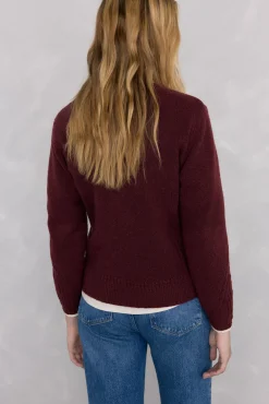 Pedro del Hierro Camisolas-Casaco de malha com detalhes em oitos Bordeaux