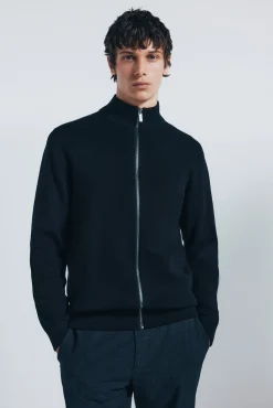 Springfield Camisolas-Casaco de malha com fecho-éclair Milano preto