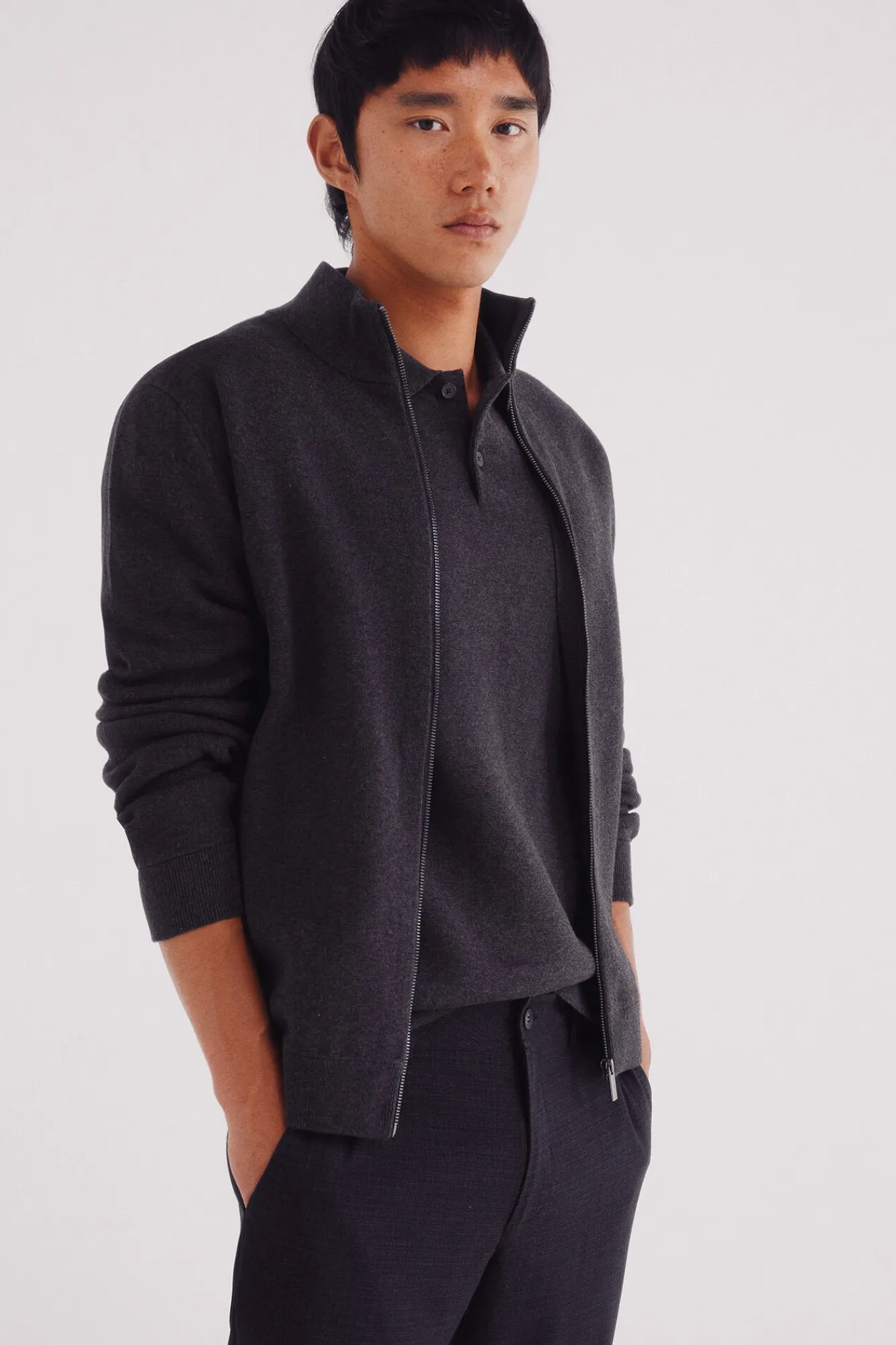 Springfield Camisolas-Casaco de malha com fecho-éclair Milano cinzento