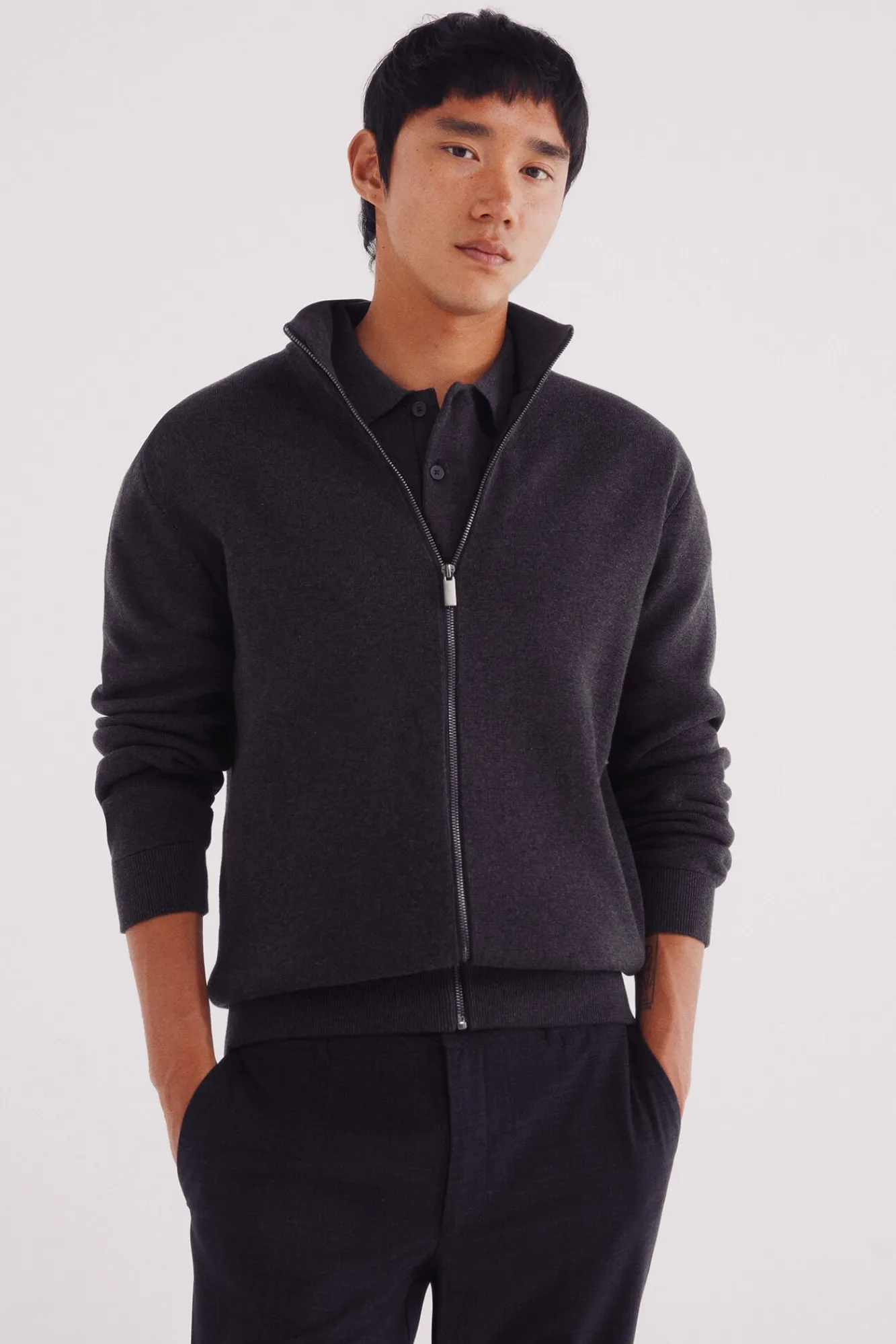 Springfield Camisolas-Casaco de malha com fecho-éclair Milano cinzento