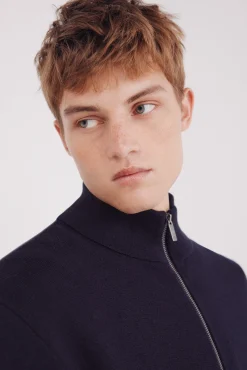 Springfield Camisolas-Casaco de malha com fecho-éclair Milano azul