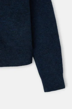 Silbon Camisolas-Casaco de malha com gola gola contrastante Azul