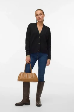 Vero Moda Camisolas-Casaco de malha curto de manga comprida Preto