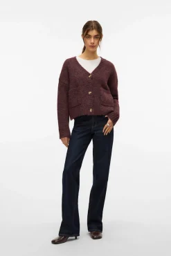 Vero Moda Camisolas-Casaco de malha curto de manga comprida com bolsos Roxo