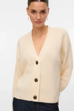 Vero Moda Camisolas-Casaco de malha curto de manga comprida Tostado