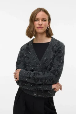 Vero Moda Camisolas-Casaco de malha curto de manga comprida Cinzento