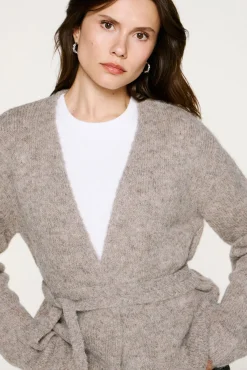 Selected Camisolas-Casaco de malha de alpaca com laçada Tostado