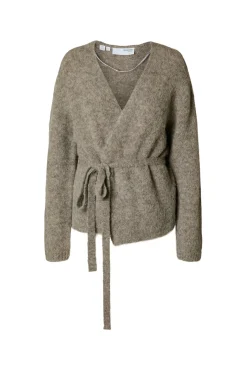 Selected Camisolas-Casaco de malha de alpaca com laçada Tostado