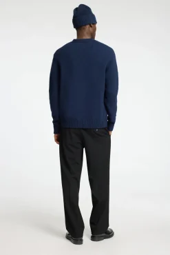 Selected Camisolas-Casaco de malha de lã com gola em V Azul