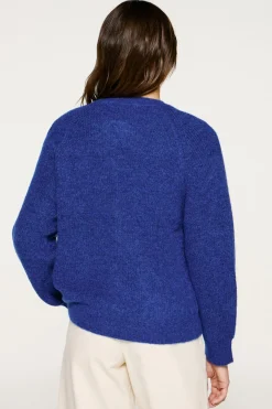 Selected Camisolas-Casaco de malha de lã e alpaca. Azul