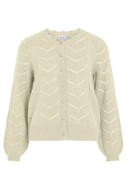 Vila Camisolas-Casaco de malha de malha Ecru