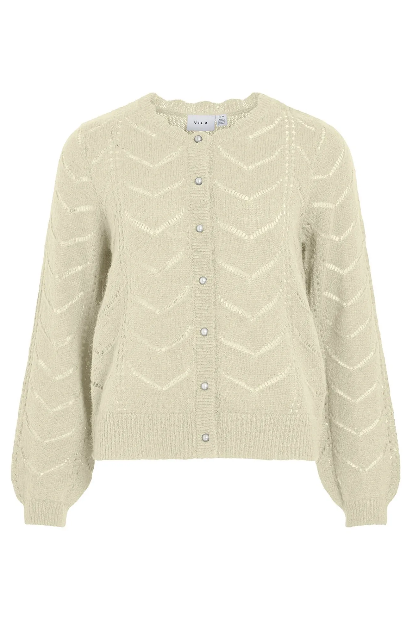 Vila Camisolas-Casaco de malha de malha Ecru