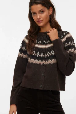 Vero Moda Camisolas-Casaco de malha de malha Castanho