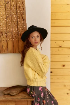 Jaase Camisolas-Casaco de malha de malha Amarelo