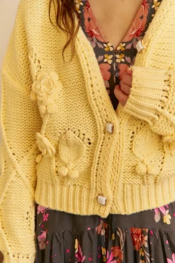 Jaase Camisolas-Casaco de malha de malha Amarelo