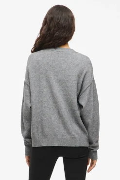 Vila Camisolas-Casaco de malha de malha com botões e viscose Cinzento