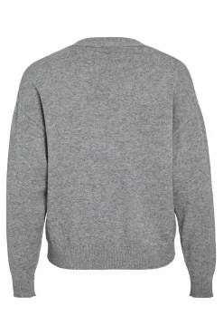 Vila Camisolas-Casaco de malha de malha com botões e viscose Cinzento