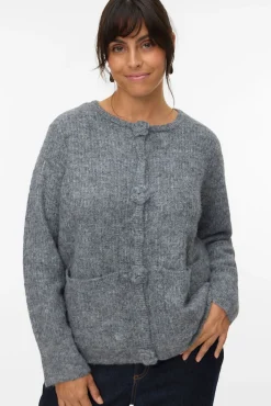 Vero Moda Curve Camisolas-Casaco de malha de malha curva Cinzento