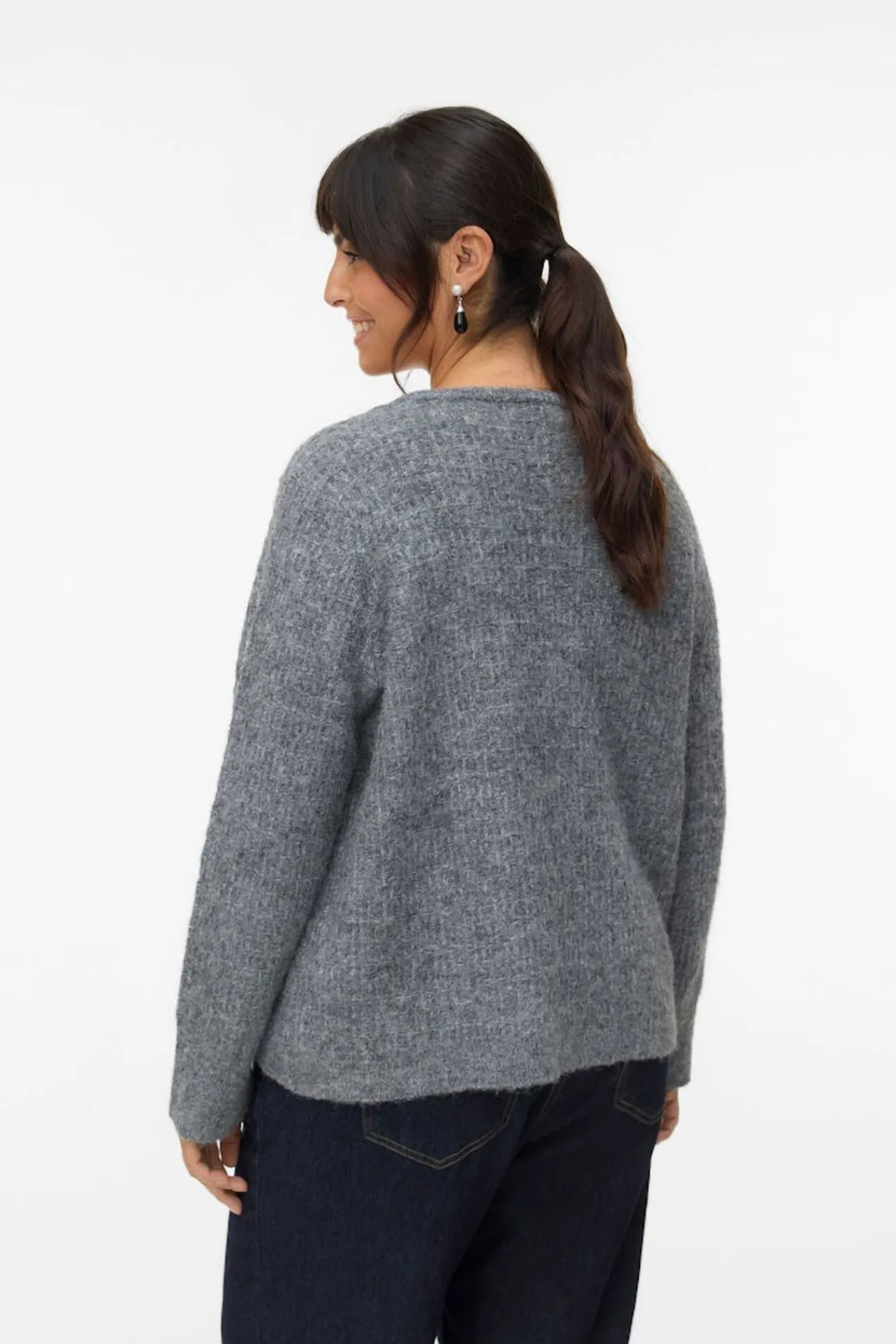 Vero Moda Curve Camisolas-Casaco de malha de malha curva Cinzento