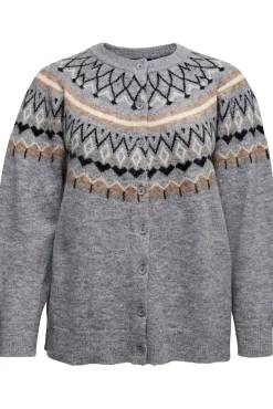 Vero Moda Curve Camisolas-Casaco de malha de malha grega plus size Cinzento