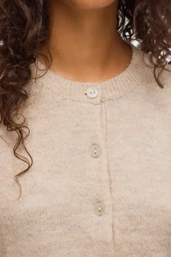 Vila Camisolas-Casaco de malha de malha com malha Tostado