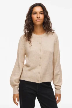 Vila Camisolas-Casaco de malha de malha com malha Tostado