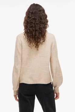 Vila Camisolas-Casaco de malha de malha com malha Tostado