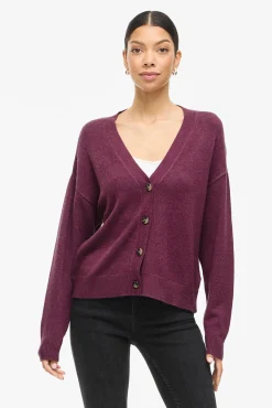 Vila Camisolas-Casaco de malha de malha com botões e viscose Granada