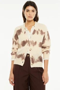 System Action Camisolas-Casaco de malha de malha estampado bege