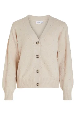 Vila Camisolas-Casaco de malha de malha com malha Tostado