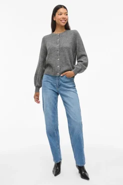 Vila Camisolas-Casaco de malha de malha com malha Cinzento