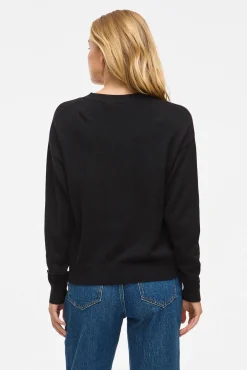 Vila Camisolas-Casaco de malha de malha com botões e viscose Preto