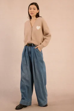 Molly Bracken Camisolas-Casaco de malha de manga comprida com detalhe de coração Tostado